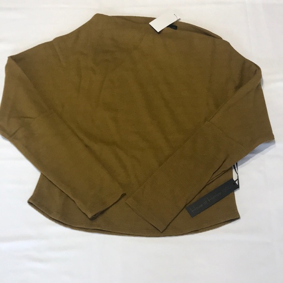 House of Harlow 1960 Waffle Knit Sweater Top Bronze Olive - Picture 2 of 9